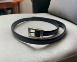 Nine &amp; Co Womens Genuine Leather Belt Size L Navy Blue Skinny Rectangle ... - $10.88