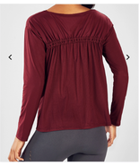 Fabletics Cashel Burgundy Cinched Long Sleeve Top MEDIUM NEW NWOT - $5.99