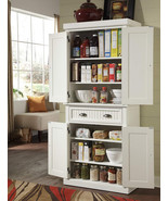 Storage Cabinet Pantry Kitchen Hutch Drawer Distressed White Home Shelves Wood - $650.52