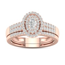 Authenticity Guarantee 
10K Rose Gold 1/2ct TDW Diamond Halo Engagement Ring Set - £626.89 GBP