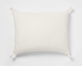 Threshold Double Cloth Standard Pillow Sham Cream with Corner Tassels New * - £19.97 GBP