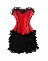 Red Satin Black Lace Tutu Skirt Gothic Halloween Costume Overbust Corset... - $64.99