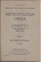 Metropolitan Opera Libretto &quot;Die Meistersinger&quot;   Richard Wagner - £3.88 GBP