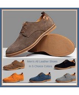 Men&#39;s Genuine Suede Solid Leather Lace Up Flat Sole Waterproof Oxford Shoes - £63.41 GBP