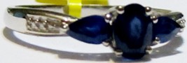 Kanchanaburi Blue Sapphire Oval &amp; Pear Ring, Platinum / Silver, Size 9, 1.10(Tcw - £43.72 GBP