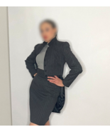 Cacharel XXS Designer Skirt Suit Pin Stripe Tails Jacket Skirt Suit in Grey - €743,86 EUR