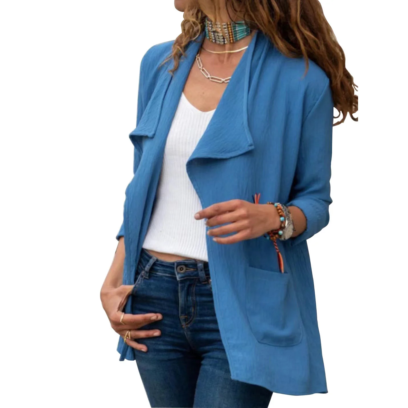   and winter new women&#39;s wear solid color long sleeve short windbreaker casual v - £136.92 GBP