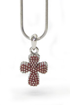 Chunky Crimson Cross Pendant Necklace White Gold - £10.35 GBP