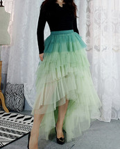 Green High-low Tiered Tulle Skirt Outfit Womens Plus Size Holiday Tulle Skirt image 3