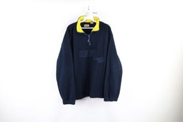 Vintage 90s Perry Ellis Mens Large Spell Out Half Zip Fleece Pullover Sweater - £35.48 GBP