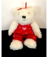 Vintage Hallmark Valentine 9&quot; White Plush Teddy Bear Red &amp; White Heart O... - $149.72 MXN