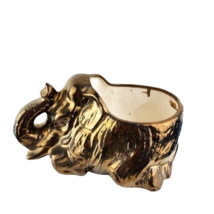 Elephant Ceramic Planter Copper Trunk Up Lucky - £17.20 GBP