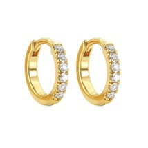 Gold Small Hoop Earrings Micro Pave CZ Mini Tiny Cuff Cartilage Earring Gift - £7.74 GBP