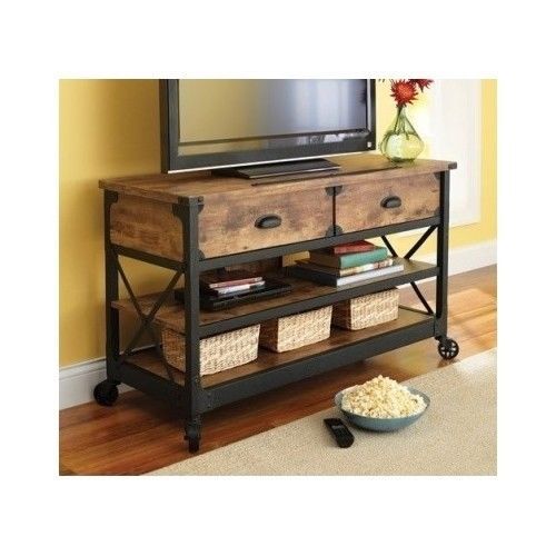 TV stand Rustic Country Antiqued Black/Pine Stand for TVs up to 52" new - $236.60