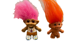 Troll Dolls 2 Ace &amp; Jade Novelty Pink &amp; Orange Hair 1-1.5 Inches Tall - £8.21 GBP