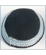 Blue Knitted KIPPA size: 6&quot; / 15cm Yarmulke Kipa Kippah skullcap bright ... - £3.59 GBP