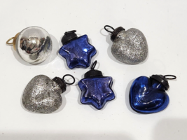 Kugel Vintage Style Blue Silver Mini Mercury Glass Christmas Ornaments - $21.77