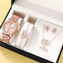 6 Piece Rose Gold Luxury Wristwatch Set For Women Brand New Fast Free Sh... - £13.21 GBP