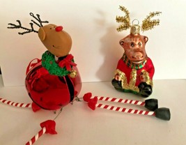 2 Glass Reindeer Christmas Tree Ornaments - £6.31 GBP