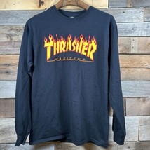 Thrasher Flame Logo Crewneck Long Sleeve T-Shirt Mens M Live To Skate Or... - £14.70 GBP