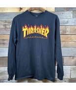 Thrasher Flame Logo Crewneck Long Sleeve T-Shirt Mens M Live To Skate Or Die - $18.70