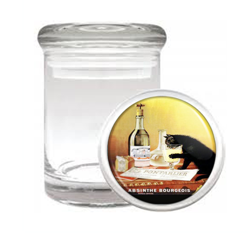Absinthe Bourgeois Black Cat Medical Glass Jar 062