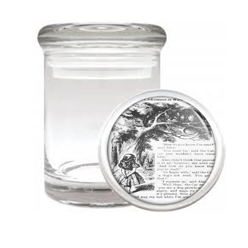 Alice In Wonderland Tenniel Cat Medical Glass Jar 131 - $14.48