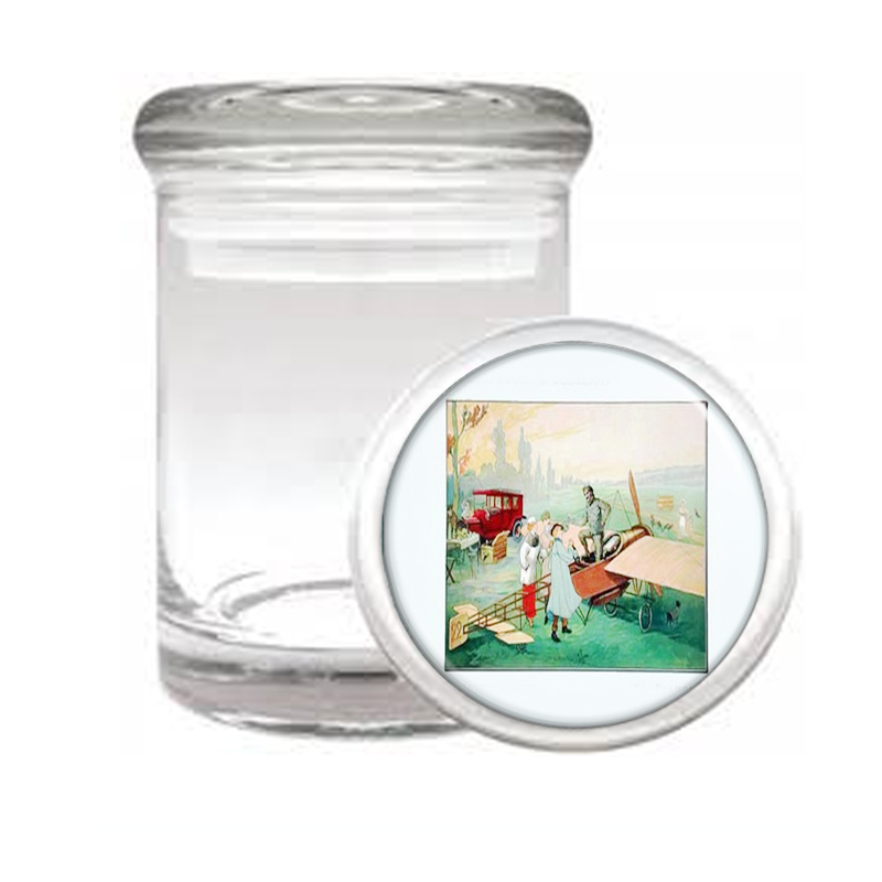 Champagne France Airplane 1910 Medical Glass Jar 321 - $14.48