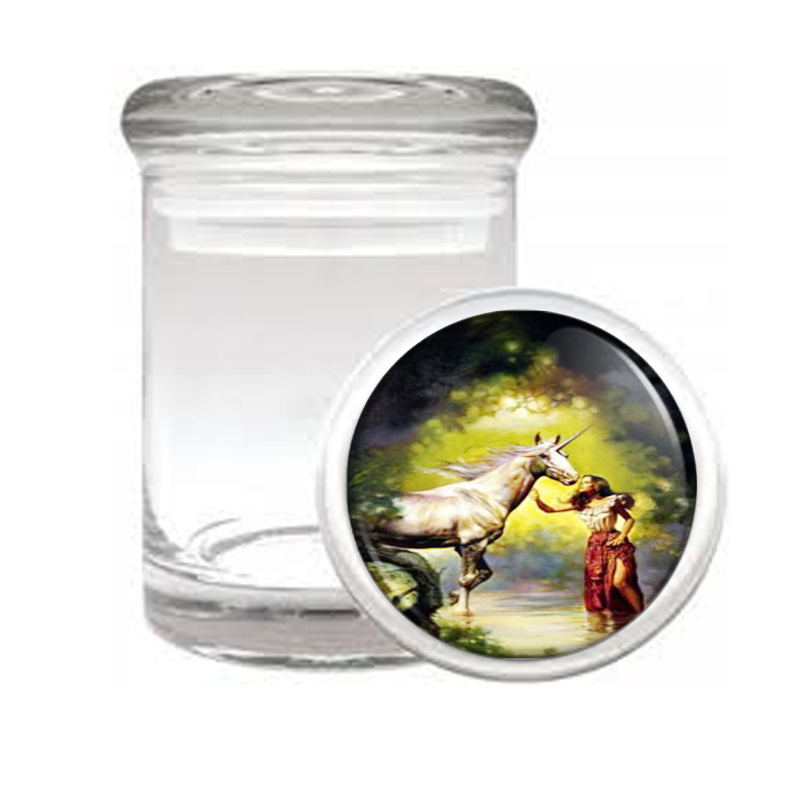 Boris Vallejo Brunette Unicorn Medical Glass Jar 383 - $14.48