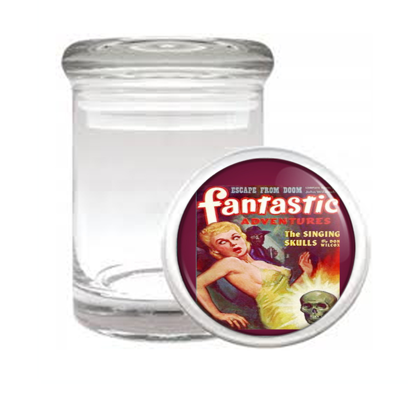Fantastic Adventures Skull Sci Fi Medical Glass Jar 401 - $14.48