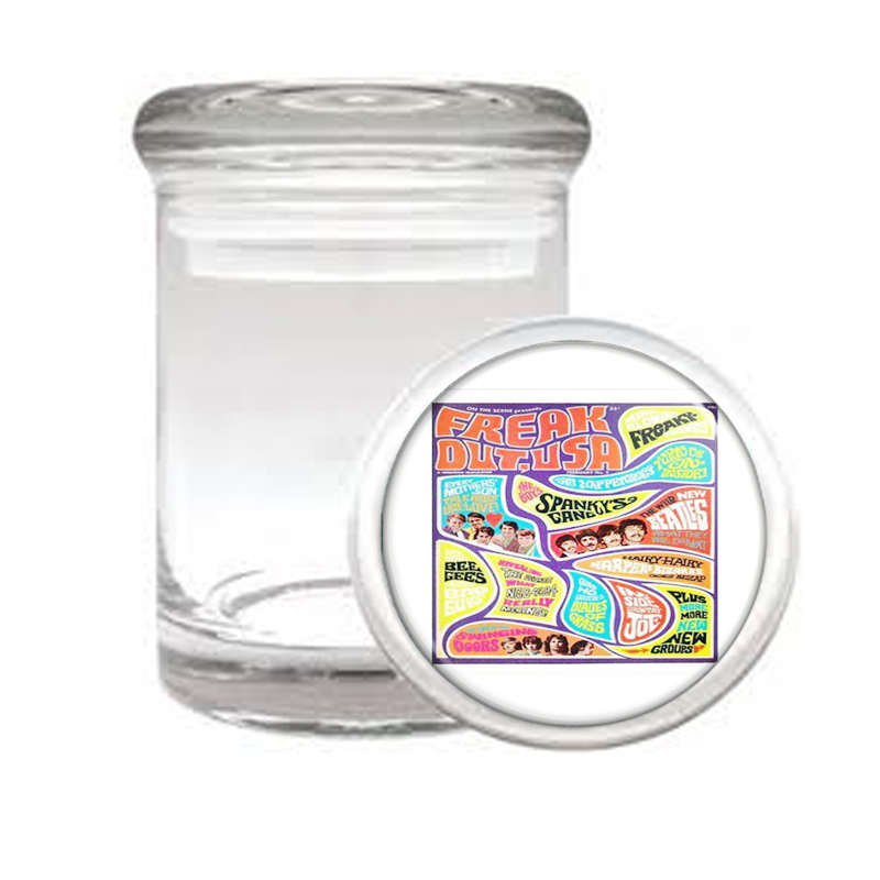 Freak Out 1960s Beatles Pop Medical Glass Jar 404