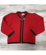 Swiss Wool Blend Sweater Jacket St Peter Trachten Kids Sz 2-5Yrs Red Ful... - $44.52 CAD