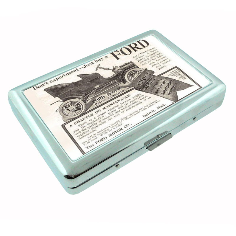 Ford Motor Company Very Old Ad Silver Cigarette Case 329
