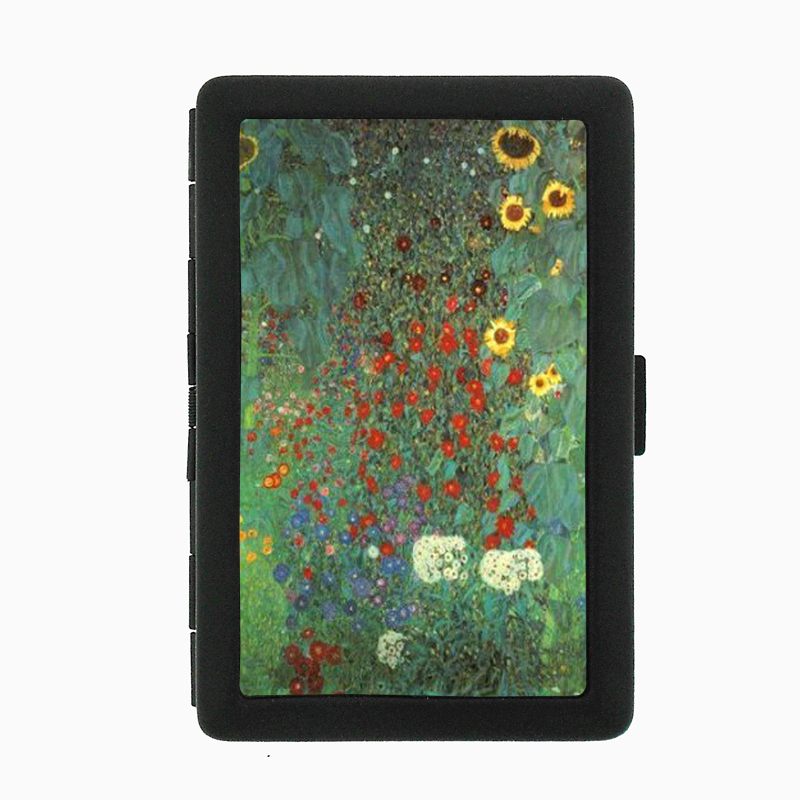 Gustav Klimt Garden Sunflowers Black Cigarette Case 012
