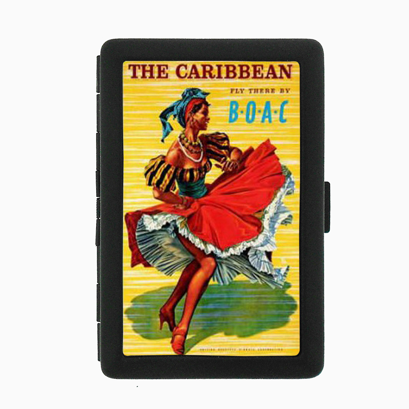 Caribbean Vintage Travel Poster Black Cigarette Case 387