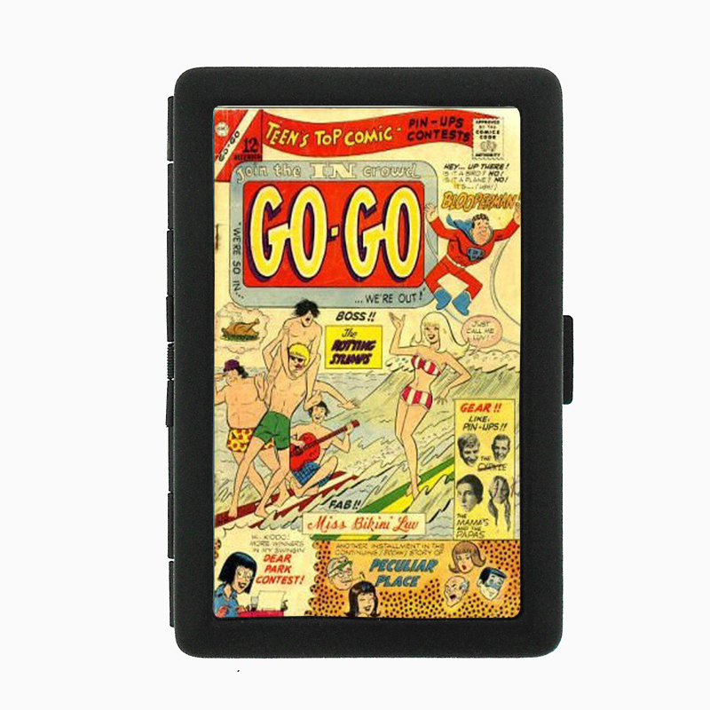 Go-Go '60s Bikini Pop Comic Black Cigarette Case 408