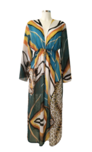 Womens clothes fashion by talented designer Gold Leopard Chiffon Kaftan KIMONO - £127.81 GBP