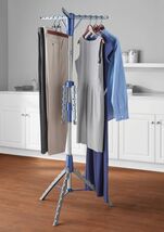 Space-Saving 2-Tier Steel Tripod Hanging Clothes Drying Rack, Blue/Silver - $55.91