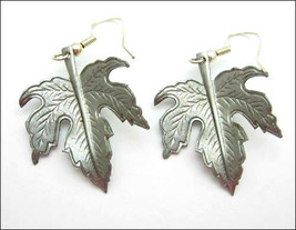 Maple Leaf Pierced Earrings Vintage Dangle Leaves Silvertone Wires Autumn Fall - £11.98 GBP