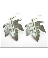 MAPLE LEAF Pierced EARRINGS Vintage Dangle Leaves Silvertone Wires  Autu... - £11.93 GBP