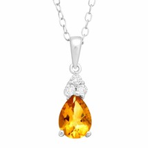 1.50CT Pera Citrino &amp; Topazio Bianco Ciondolo 18 &quot; Catenina IN Argento Sterling - £59.97 GBP