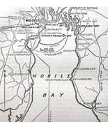 Map 1866 Civil War Defenses Of Mobile Bay Gulf Victorian Military Rebell... - $56.16 CAD
