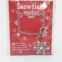 Ganz Snowflake Charm Rhinestone Bracelet Link Silver Tone Toggle Closure... - $14.85