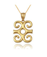 Yellow Gold Adinkra Dwennimmen African Pendant Necklace - $34.99