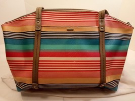 Kim Rogers Medium Bright Striped Faux Leather Tote/ Handbag/ Purse - £14.02 GBP