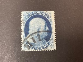 1857-1861 U.S. Stamp #24 Blue 1c Used Never Hinged Fault (read) - $46.00