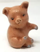 Sitting Pig Figurine Ceramic Carol&#39;s Creations Black Eyes Small Vintage - £15.14 GBP