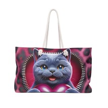 Personalised/Non-Personalised Weekender Bag, Cute Cat, Zipper, Valentines Day, L - £38.44 GBP