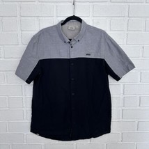 VANS Short Sleeve Button Up Gray Black Mechanic Style Mens Large  - £15.52 GBP