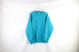 Vintage 90s Streetwear Mens Size Large Faded Blank Crewneck Sweatshirt Blue USA - £31.61 GBP